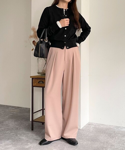 fredy emue（フレディエミュ）の「メランジライクイージースラックス（スラックス・レディース・チャコールグレー/ベビーピンク/ブラック/ベージュ・36/38）」の22枚目の写真