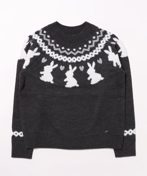 メゾピアノ うさぎ トレーナー キュロット ニット 110 120 5点 mezzo piano Junior（メゾピアノジュニア）の「ぽんぽん付き