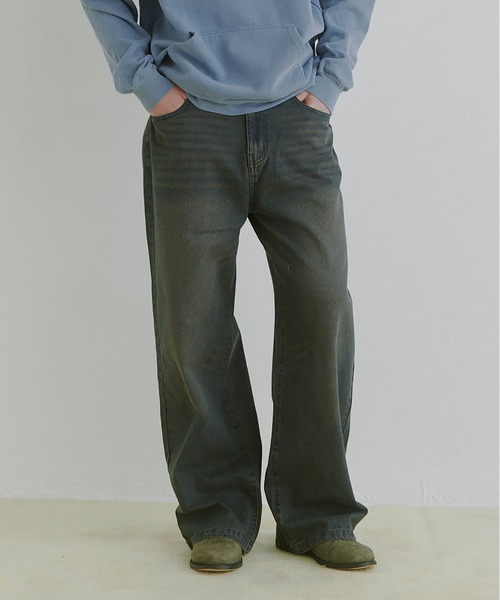 COLIN（コリン）の「COLIN:10.5oz デニムオーバーダイ バギーパンツ（デニムパンツ・メンズ・インディゴブルー/ブラック・M/L）」の2枚目の写真