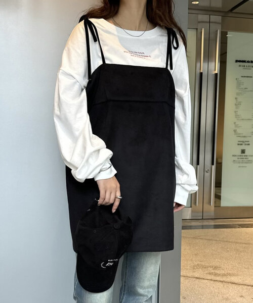 mline（エムライン）の「[mline]シャギーリボンミニワンピ（ワンピース・レディース・チャコールグレー/ブラック・FREE）」の3枚目の写真