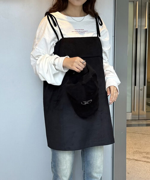 mline（エムライン）の「[mline]シャギーリボンミニワンピ（ワンピース・レディース・チャコールグレー/ブラック・FREE）」の4枚目の写真