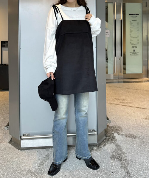 mline（エムライン）の「[mline]シャギーリボンミニワンピ（ワンピース・レディース・チャコールグレー/ブラック・FREE）」の7枚目の写真