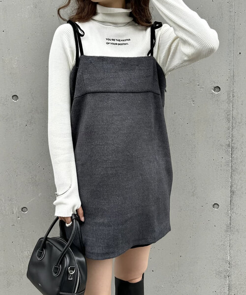 mline（エムライン）の「[mline]シャギーリボンミニワンピ（ワンピース・レディース・チャコールグレー/ブラック・FREE）」の8枚目の写真