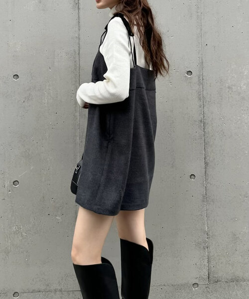 mline（エムライン）の「[mline]シャギーリボンミニワンピ（ワンピース・レディース・チャコールグレー/ブラック・FREE）」の10枚目の写真