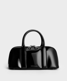 CHARLES & KEITH 黒 トートバッグ CHARLES & KEITH Kora コラ メタリックアクセントトートバッグ