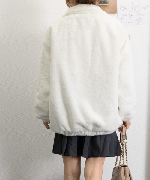 Miniministore(ミニミニストア)の「スタンドカラーボアジャケット レディース(ブルゾン・レディース・グレー/ベージュ/オフホワイト/ブラック・FREE)」の21枚目の写真