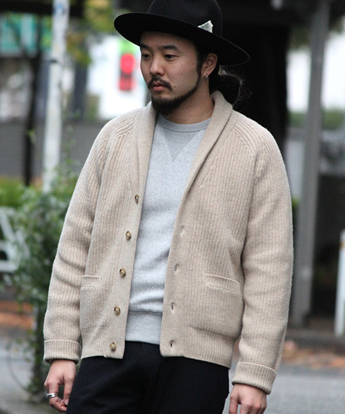 JOURNAL STANDARD（ジャーナルスタンダード）の「畔ネップショールカーディガン#（カーディガン/ボレロ・メンズ・カーキ/ベージュ/ネイビー/オレンジ・MEDIUM/LARGE）」の2枚目の写真