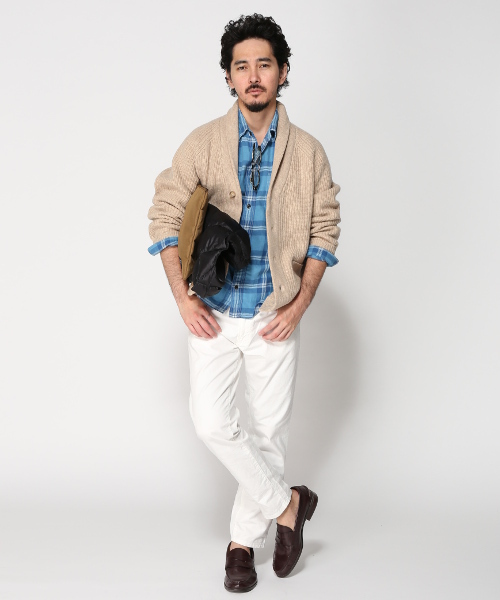 JOURNAL STANDARD（ジャーナルスタンダード）の「畔ネップショールカーディガン#（カーディガン/ボレロ・メンズ・カーキ/ベージュ/ネイビー/オレンジ・MEDIUM/LARGE）」の14枚目の写真