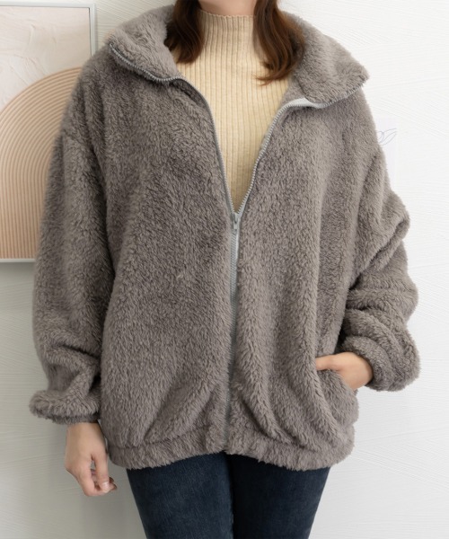 Miniministore(ミニミニストア)の「ファージャケット レディースボアブルゾン(ブルゾン・レディース・ダークグレー/オフホワイト・FREE)」の17枚目の写真