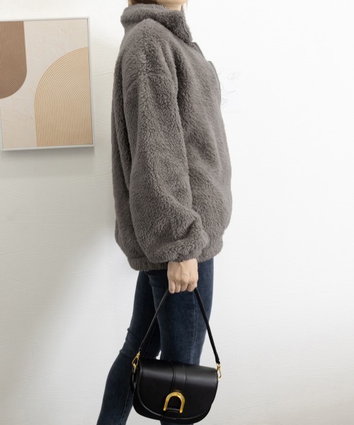 Miniministore(ミニミニストア)の「ファージャケット レディースボアブルゾン(ブルゾン・レディース・ダークグレー/オフホワイト・FREE)」の18枚目の写真