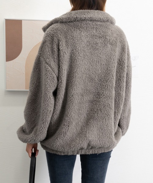 Miniministore(ミニミニストア)の「ファージャケット レディースボアブルゾン(ブルゾン・レディース・ダークグレー/オフホワイト・FREE)」の19枚目の写真
