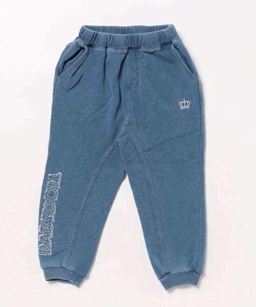 BABYDOLL（ベビードール）の「親子お揃い パッチワーク ニットデニムロングパンツ 0092K（トップス別売り）（その他パンツ・キッズ・チャコールグレー/ライトインディゴブルー・90cm/100cm/110cm/120cm/130cm/140cm/150cm/80ｃｍ）」の3枚目の写真