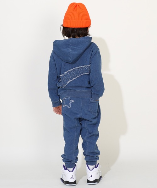 BABYDOLL（ベビードール）の「親子お揃い パッチワーク ニットデニムロングパンツ 0092K（トップス別売り）（その他パンツ・キッズ・チャコールグレー/ライトインディゴブルー・90cm/100cm/110cm/120cm/130cm/140cm/150cm/80ｃｍ）」の6枚目の写真