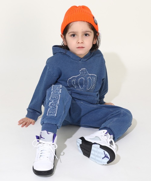 BABYDOLL（ベビードール）の「親子お揃い パッチワーク ニットデニムロングパンツ 0092K（トップス別売り）（その他パンツ・キッズ・チャコールグレー/ライトインディゴブルー・90cm/100cm/110cm/120cm/130cm/140cm/150cm/80ｃｍ）」の7枚目の写真