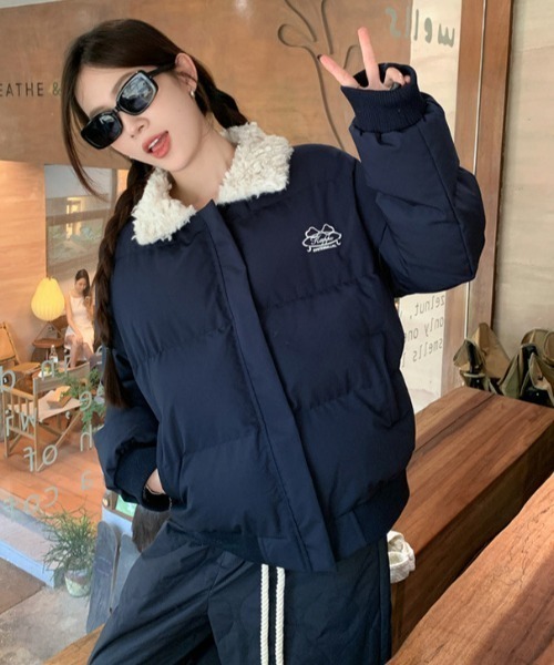 セール】ボア襟カジュアルダウンジャケット（ダウンジャケット/コート