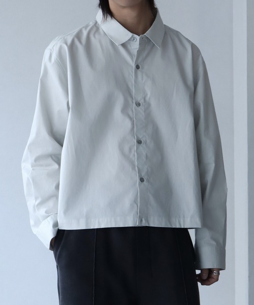 welise(ウェライズ)の「【welise/ウェライズ】-Made in Japan-40sシルケットブロード 長袖ショート丈シャツ(シャツ/ブラウス・メンズ・ネイビー/ブラック/オフホワイト・L/M)」の7枚目の写真