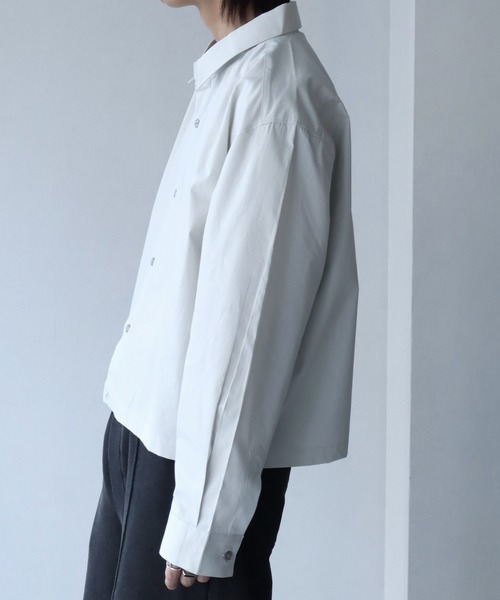 welise(ウェライズ)の「【welise/ウェライズ】-Made in Japan-40sシルケットブロード 長袖ショート丈シャツ(シャツ/ブラウス・メンズ・ネイビー/ブラック/オフホワイト・L/M)」の5枚目の写真