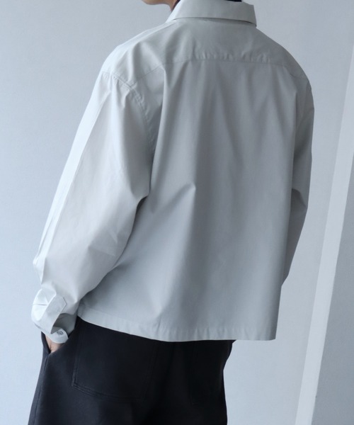welise(ウェライズ)の「【welise/ウェライズ】-Made in Japan-40sシルケットブロード 長袖ショート丈シャツ(シャツ/ブラウス・メンズ・ネイビー/ブラック/オフホワイト・L/M)」の6枚目の写真