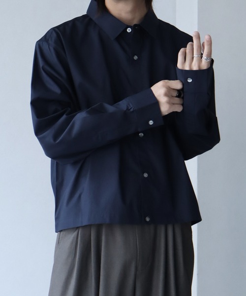 welise(ウェライズ)の「【welise/ウェライズ】-Made in Japan-40sシルケットブロード 長袖ショート丈シャツ(シャツ/ブラウス・メンズ・ネイビー/ブラック/オフホワイト・L/M)」の16枚目の写真