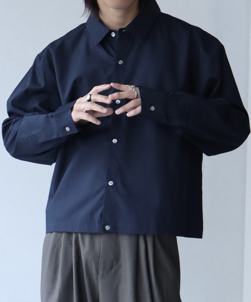welise(ウェライズ)の「【welise/ウェライズ】-Made in Japan-40sシルケットブロード 長袖ショート丈シャツ(シャツ/ブラウス・メンズ・ネイビー/ブラック/オフホワイト・L/M)」の15枚目の写真