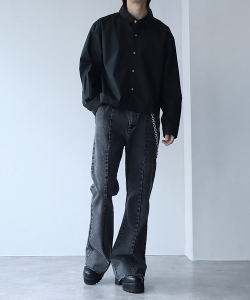 welise(ウェライズ)の「【welise/ウェライズ】-Made in Japan-40sシルケットブロード 長袖ショート丈シャツ(シャツ/ブラウス・メンズ・ネイビー/ブラック/オフホワイト・L/M)」の11枚目の写真