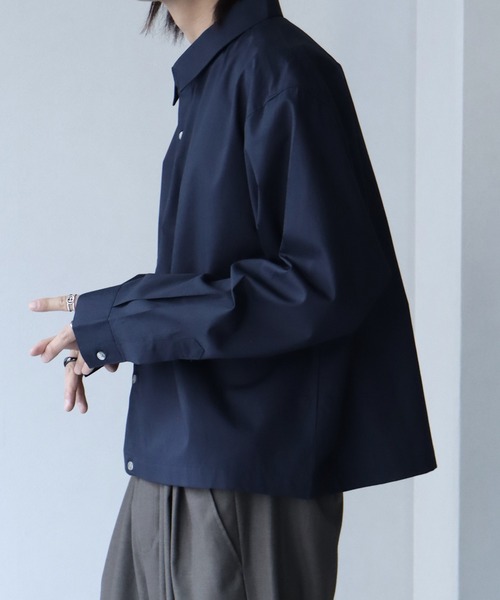 welise(ウェライズ)の「【welise/ウェライズ】-Made in Japan-40sシルケットブロード 長袖ショート丈シャツ(シャツ/ブラウス・メンズ・ネイビー/ブラック/オフホワイト・L/M)」の14枚目の写真