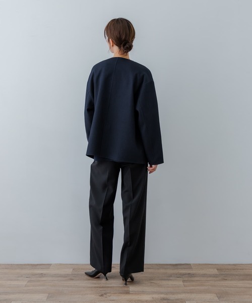 セール】『2サイズ展開』ノーカラージャケット（ノーカラー