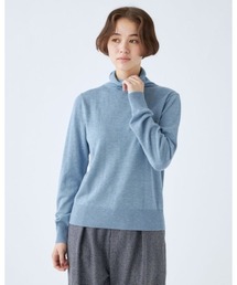 【おうちで洗える】【カシミヤ混】タートルネックセーター