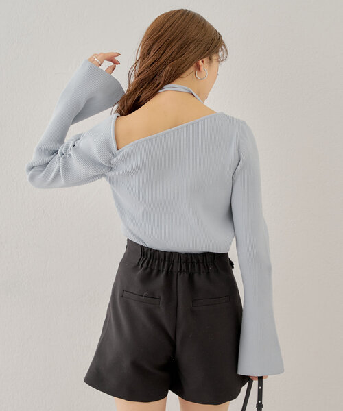 Chico（チコ）の「紐付きワンショル袖フレアニット（ニット/セーター・レディース・ネイビー/ブルー系その他/グレー/アイボリー・FREE）」の9枚目の写真