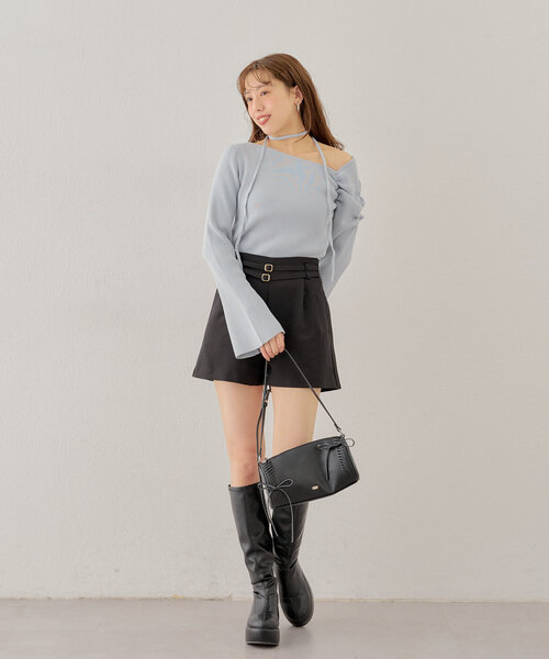 Chico（チコ）の「紐付きワンショル袖フレアニット（ニット/セーター・レディース・ネイビー/ブルー系その他/グレー/アイボリー・FREE）」の10枚目の写真