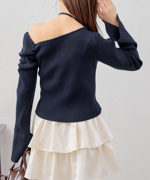 Chico（チコ）の「紐付きワンショル袖フレアニット（ニット/セーター・レディース・ネイビー/ブルー系その他/グレー/アイボリー・FREE）」の17枚目の写真