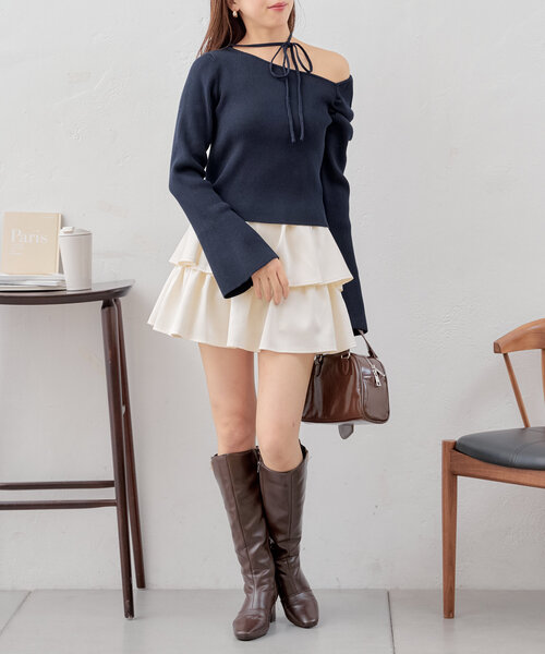 セール】紐付きワンショル袖フレアニット（ニット/セーター）｜Chico