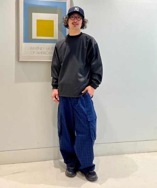 【BEAMS チェックカーゴイージパンツ　ブラック】 BEAMS（ビームス）の「チェック カーゴ イージーパンツ（カーゴ