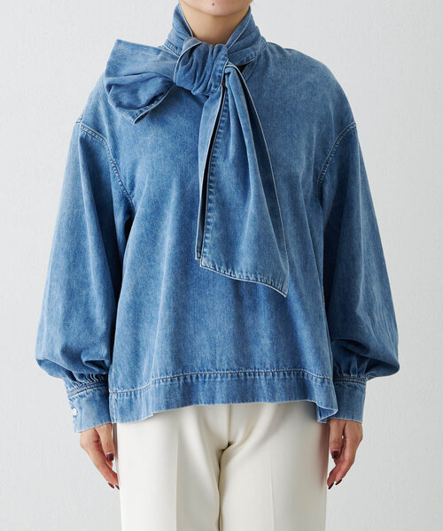Whim Gazette（ウィムガゼット）の「DENIMボウブラウス（シャツ/ブラウス・レディース・インディゴブルー・FREE）」の13枚目の写真