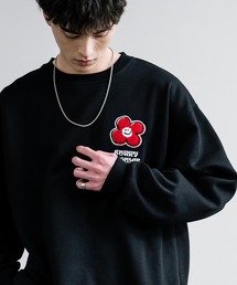 オーバーサイズワンポイントサガラ刺繍トレーナー