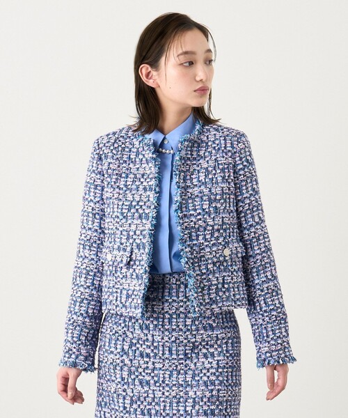 ANAYI(アナイ)の「【セットアップ対応商品】ブルーミックスツイードノーカラー ジャケット(その他アウター・レディース・ブルー系その他・38/36)」の6枚目の写真