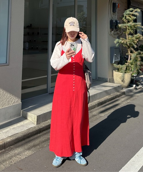 PILIT(ピリット)の「ウエストピンタック キャミワンピース(ワンピース・レディース・ブラック/レッド/ベージュ・MEDIUM)」の6枚目の写真