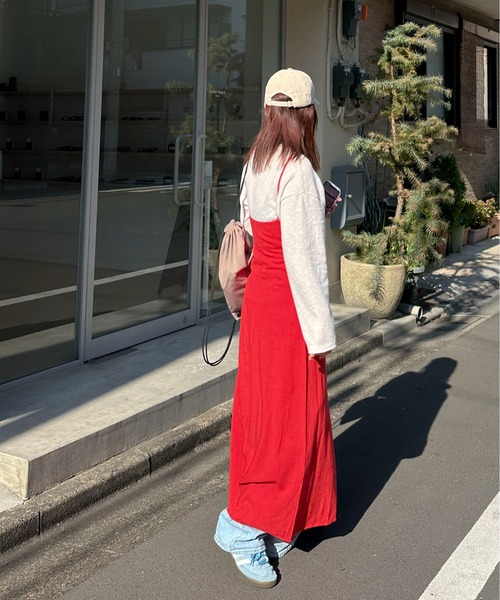 PILIT(ピリット)の「ウエストピンタック キャミワンピース(ワンピース・レディース・ブラック/レッド/ベージュ・MEDIUM)」の8枚目の写真