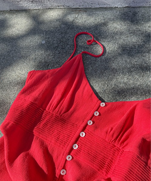 PILIT(ピリット)の「ウエストピンタック キャミワンピース(ワンピース・レディース・ブラック/レッド/ベージュ・MEDIUM)」の12枚目の写真