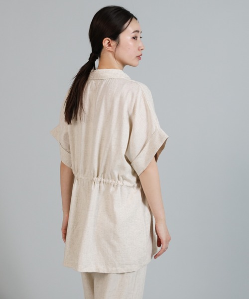 select MOCA Et(セレクトモカエト)の「【Et】Linen Mix Waist Drawstring Blouse【セットアップ可】(シャツ/ブラウス・レディース・ブラウン/ベージュ/チャコール・FREE)」の15枚目の写真