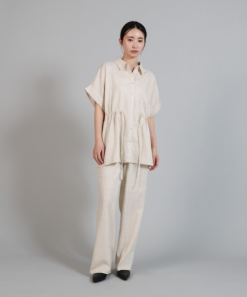 select MOCA Et(セレクトモカエト)の「【Et】Linen Mix Waist Drawstring Blouse【セットアップ可】(シャツ/ブラウス・レディース・ブラウン/ベージュ/チャコール・FREE)」の16枚目の写真