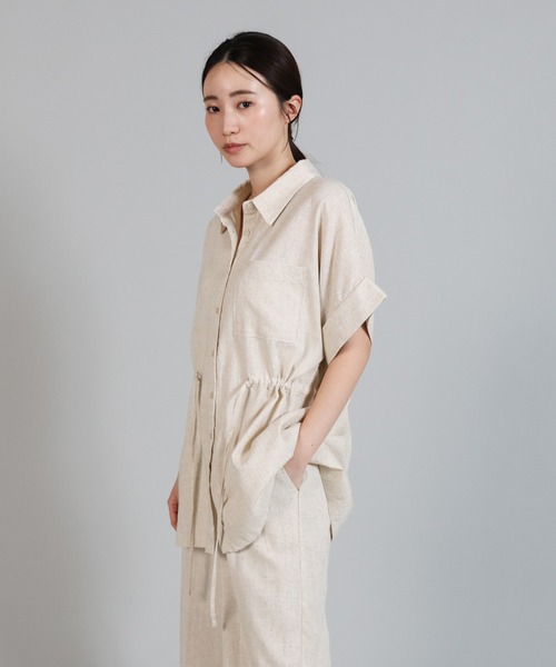 select MOCA Et(セレクトモカエト)の「【Et】Linen Mix Waist Drawstring Blouse【セットアップ可】(シャツ/ブラウス・レディース・ブラウン/ベージュ/チャコール・FREE)」の21枚目の写真
