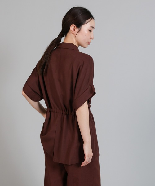 select MOCA Et(セレクトモカエト)の「【Et】Linen Mix Waist Drawstring Blouse【セットアップ可】(シャツ/ブラウス・レディース・ブラウン/ベージュ/チャコール・FREE)」の12枚目の写真