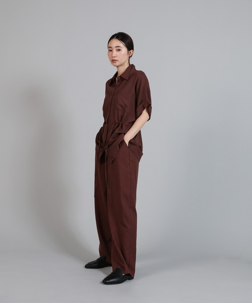 select MOCA Et(セレクトモカエト)の「【Et】Linen Mix Waist Drawstring Blouse【セットアップ可】(シャツ/ブラウス・レディース・ブラウン/ベージュ/チャコール・FREE)」の10枚目の写真