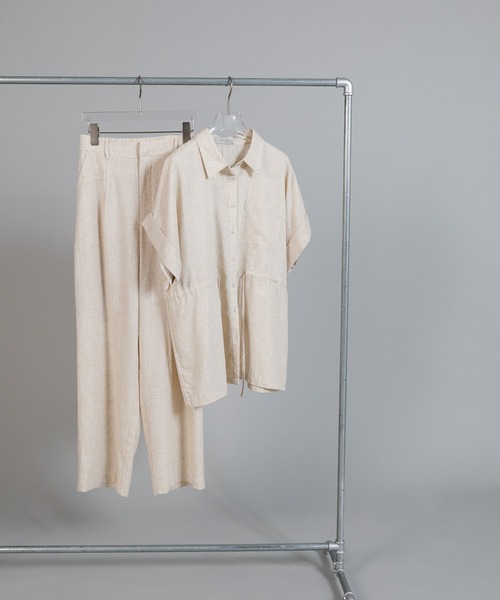 select MOCA Et(セレクトモカエト)の「【Et】Linen Mix Waist Drawstring Blouse【セットアップ可】(シャツ/ブラウス・レディース・ブラウン/ベージュ/チャコール・FREE)」の22枚目の写真