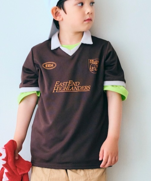 EAST END HIGHLANDERS(イーストエンドハイランダーズ)の「East End Highlanders / フットボールシャツ(シャツ/ブラウス・キッズ・ブラウン/ネイビー・100/110/120)」の2枚目の写真