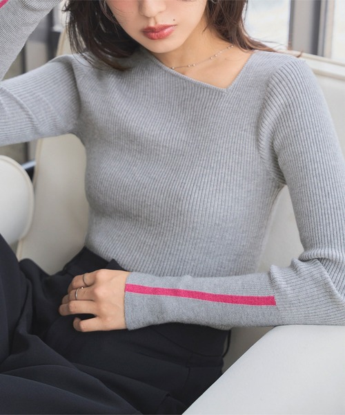 アシンメトリーネックリブニット（ニット/セーター）｜KOBE LETTUCE