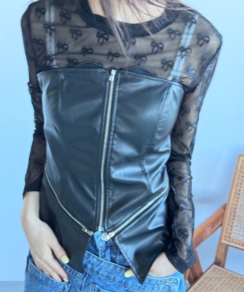 LEATHER FLAP BUSTIER レザーフラップビスチェ LEATHER FLAP BUSTIER(36 IVORY): TOPSjosemoon