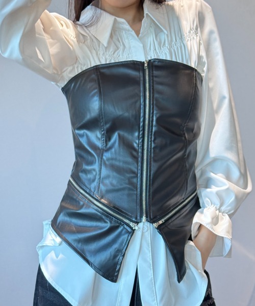 LEATHER FLAP BUSTIER レザーフラップビスチェ LEATHER FLAP BUSTIER(36 IVORY): TOPSjosemoon