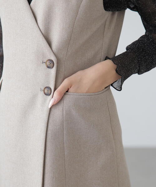 FREE'S MART(フリーズマート)の「ジレ風ラップミニジャンパースカート(ワンピース・レディース・ベージュ/ブラック/グレー/グレー系その他・SMALL/MEDIUM)」の5枚目の写真